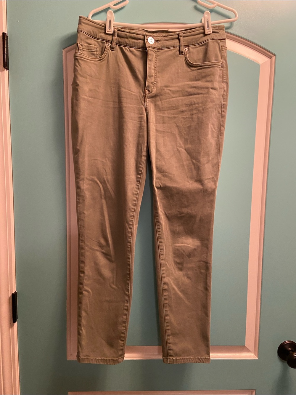 Tommy Bahama Women's High Rise Straight Leg Jeans in Olive